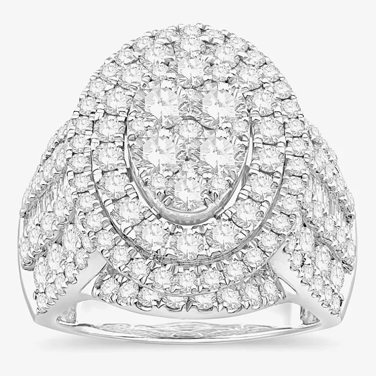 Womens 4 CT. T.W. Natural White Diamond 10K Gold Oval Halo Engagement Ring