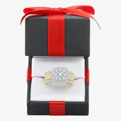 Womens 2 CT. T.W. Natural White Diamond 10K Gold Cushion Side Stone Halo Engagement Ring