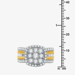 Womens 2 CT. T.W. Natural White Diamond 10K Gold Cushion Side Stone Halo Engagement Ring