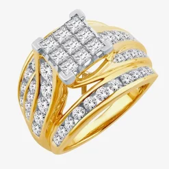 Womens 3 CT. T.W. Natural White Diamond 14K Gold Side Stone Bridal Set