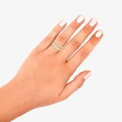 Womens 1/2 CT. T.W. Natural White Diamond 10K Gold Ring Guard