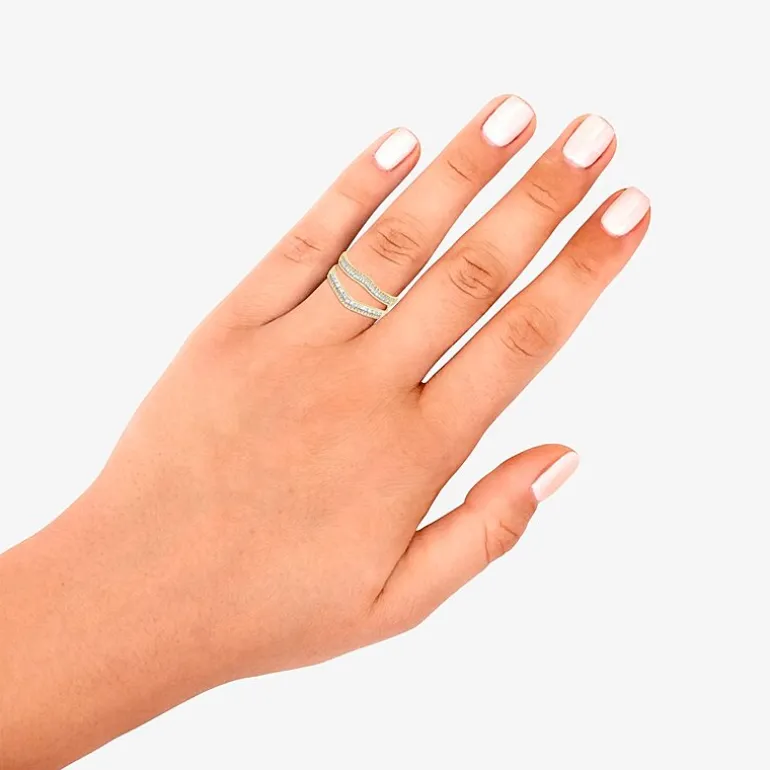 Womens 1/2 CT. T.W. Natural White Diamond 10K Gold Ring Guard