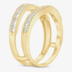 Womens 1/2 CT. T.W. Natural White Diamond 10K Gold Ring Guard
