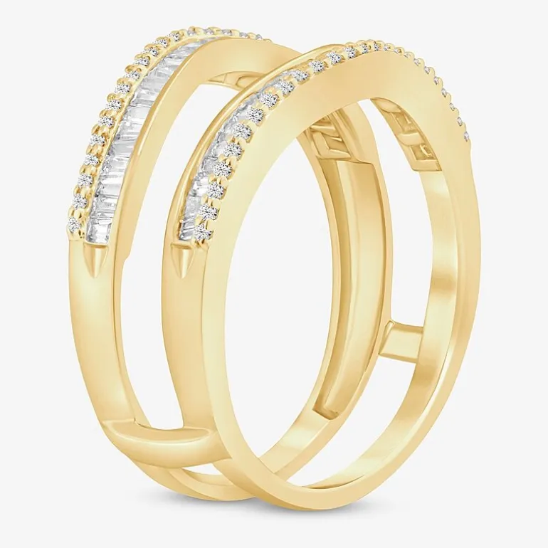Womens 1/2 CT. T.W. Natural White Diamond 10K Gold Ring Guard