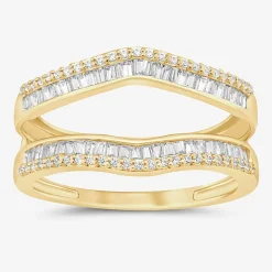 Womens 1/2 CT. T.W. Natural White Diamond 10K Gold Ring Guard