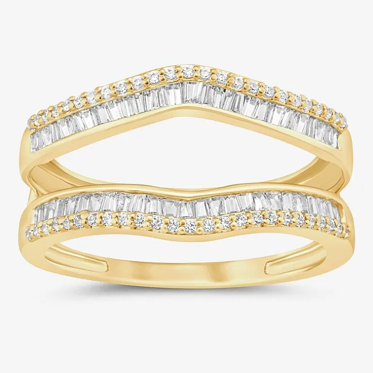Womens 1/2 CT. T.W. Natural White Diamond 10K Gold Ring Guard
