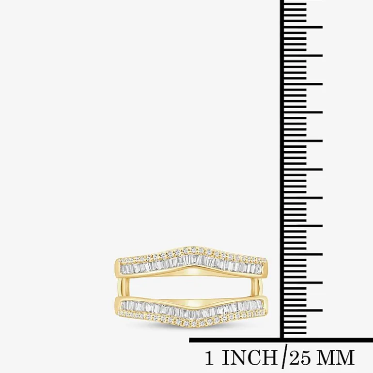Womens 1/2 CT. T.W. Natural White Diamond 10K Gold Ring Guard