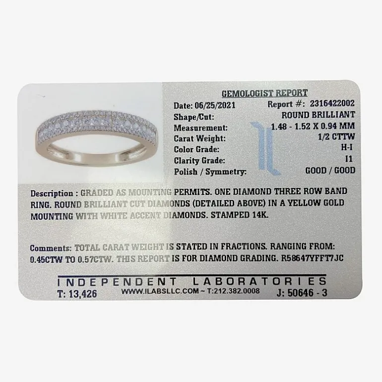 Womens 1/2 CT. T.W. Natural White Diamond 14K Gold Anniversary Wedding Band