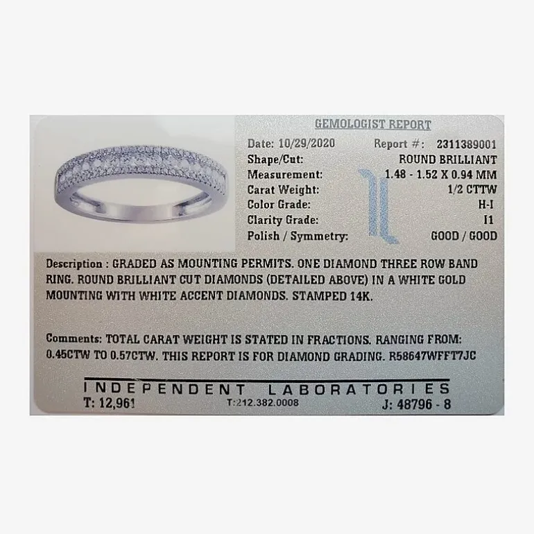 Womens 1/2 CT. T.W. Natural White Diamond 14K Gold Anniversary Wedding Band