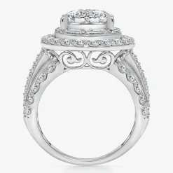 Womens 4 CT. T.W. White Diamond 10K Gold Pear Side Stone Halo Engagement Ring