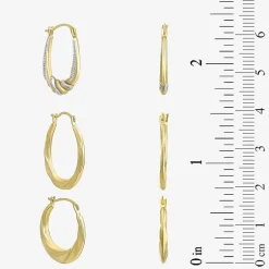 Women's Cubic Zirconia 14K Gold 6 Pair Earring Set