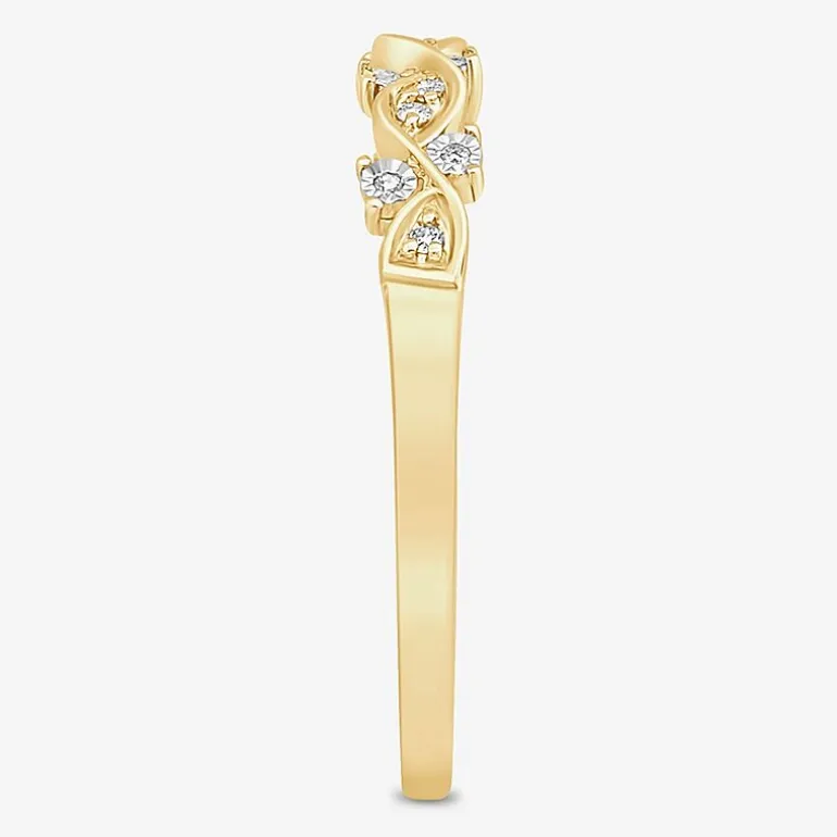 Womens Diamond Accent Natural White Diamond 10K Gold Anniversary Wedding Band