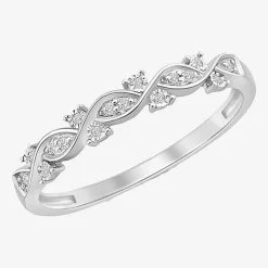 Womens Diamond Accent Natural White Diamond 10K Gold Anniversary Wedding Band