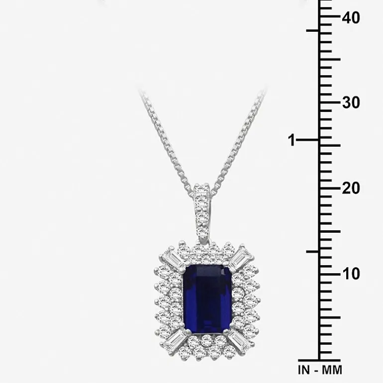 Womens Emeral-cut Gemstone & 1/2 CT. T.W. Lab-Grown Diamond 10K Gold Pendant Necklace