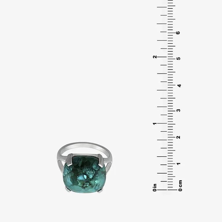 Womens Enhanced Blue Turquoise Sterling Silver Oval Cocktail Ring