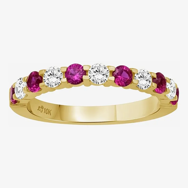 Womens Gemstone & 1/2 CT. T.W. Lab-Grown Diamond 10K Gold 2.5MM Band