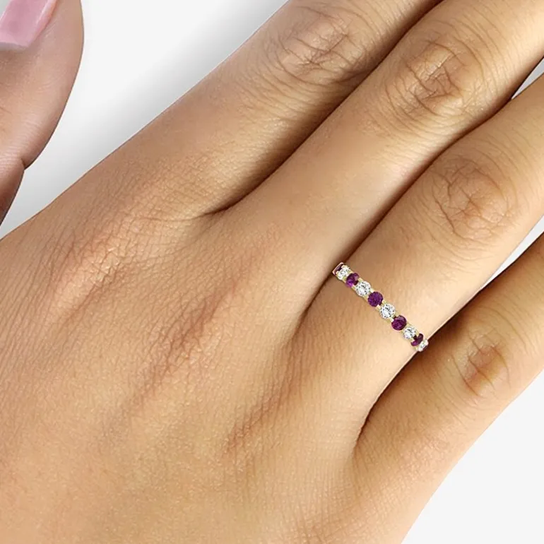 Womens Gemstone & 1/2 CT. T.W. Lab-Grown Diamond 10K Gold 2.5MM Band