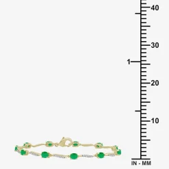 Womens Gemstone & 1/8 CT. T.W. Natural Diamond 10K Gold Oval 7.25 Inch Tennis Bracelet