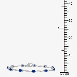 Womens Gemstone & 1/8 CT. T.W. Natural Diamond 10K Gold Oval 7.25 Inch Tennis Bracelet