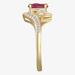 Womens Gemstone 14K Gold Over Silver Crossover Side Stone Cocktail Ring