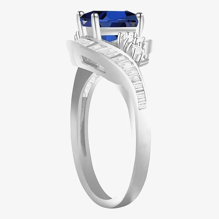 Womens Gemstone 14K Gold Over Silver Crossover Side Stone Cocktail Ring