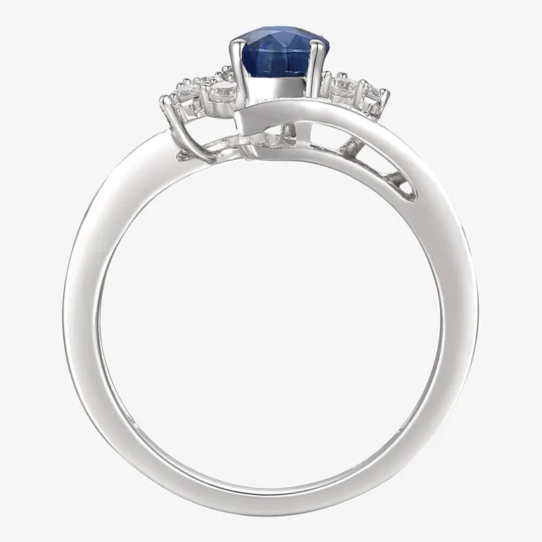 Womens Gemstone 14K Gold Over Silver Crossover Side Stone Cocktail Ring