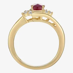 Womens Gemstone 14K Gold Over Silver Crossover Side Stone Cocktail Ring