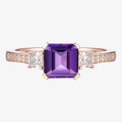 Womens Gemstone 14K Gold Over Silver Halo Delicate Cocktail Ring