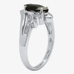 Womens Genuine Black Onyx Sterling Silver Marquise Cocktail Ring