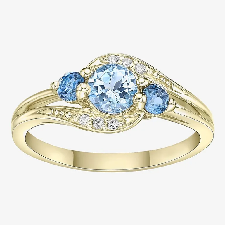 Womens Genuine Blue Topaz 18K Gold Over Silver Cocktail Ring