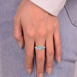 Womens Genuine Blue Topaz 18K Gold Over Silver Cocktail Ring
