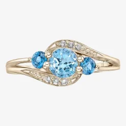 Womens Genuine Blue Topaz 18K Gold Over Silver Cocktail Ring
