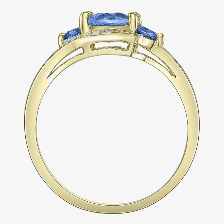Womens Genuine Blue Topaz 18K Gold Over Silver Cocktail Ring