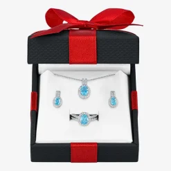Womens Genuine Blue Topaz Sterling Silver 3-pc. Jewelry Set