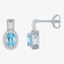 Womens Genuine Blue Topaz Sterling Silver 3-pc. Jewelry Set