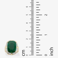 Womens Genuine Green Emerald 14K Gold Over Silver Cocktail Ring