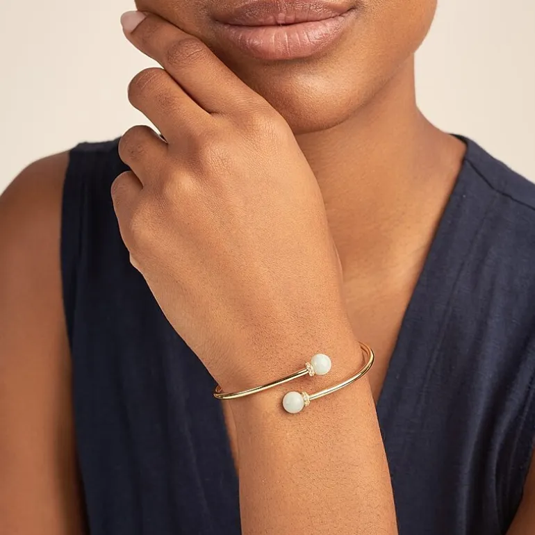 Womens Green Jade 18K Gold Over Silver Cuff Bracelet