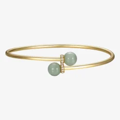Womens Green Jade 18K Gold Over Silver Cuff Bracelet
