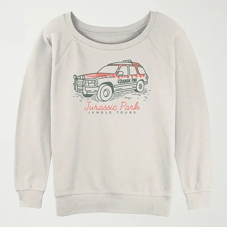 Womens Juniors Crew Neck Long Sleeve Jurassic World Sweatshirt