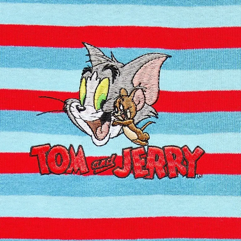 Womens Juniors Crew Neck Short Sleeve Fitted Tom and Jerry Graphic T-Shirt