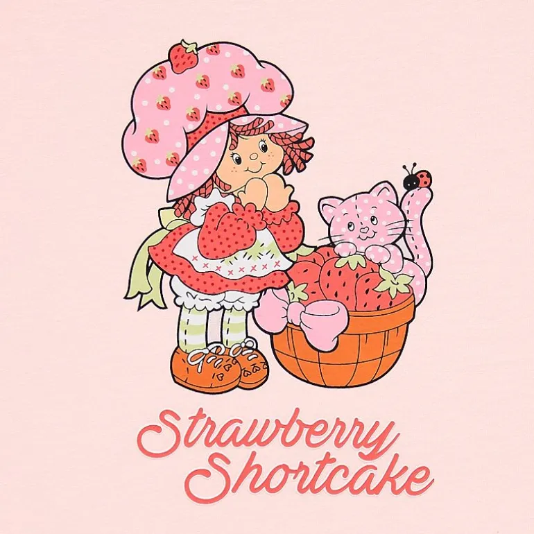 Womens Juniors Crew Neck Short Sleeve Regular Fit Strawberry Shortcake Graphic T-Shirt
