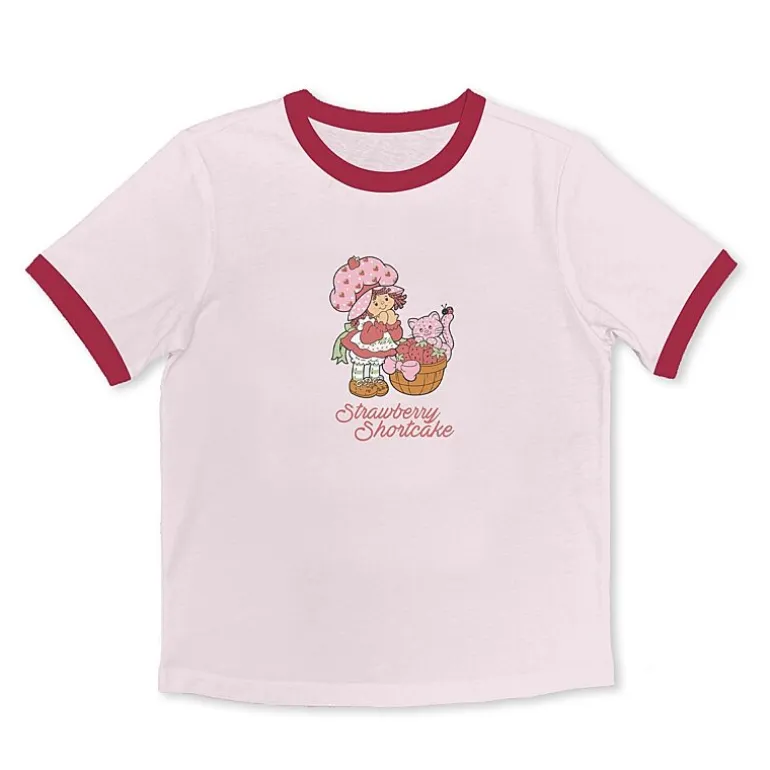 Womens Juniors Crew Neck Short Sleeve Regular Fit Strawberry Shortcake Graphic T-Shirt