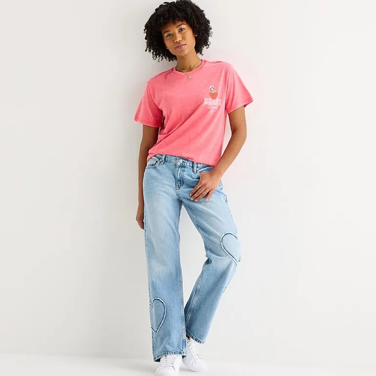 Womens Juniors Crew Neck Short Sleeve Regular Fit Strawberry Shortcake Graphic T-Shirt