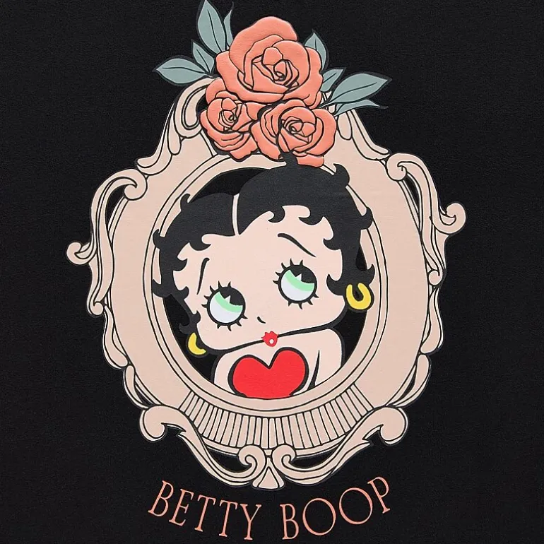 Womens Juniors Crew Neck Short Sleeve Loose Fit Betty Boop Graphic T-Shirt
