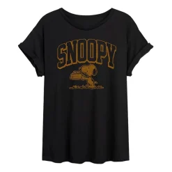 Womens Juniors Crew Neck Short Sleeve Regular Fit Snoopy Graphic T-Shirt