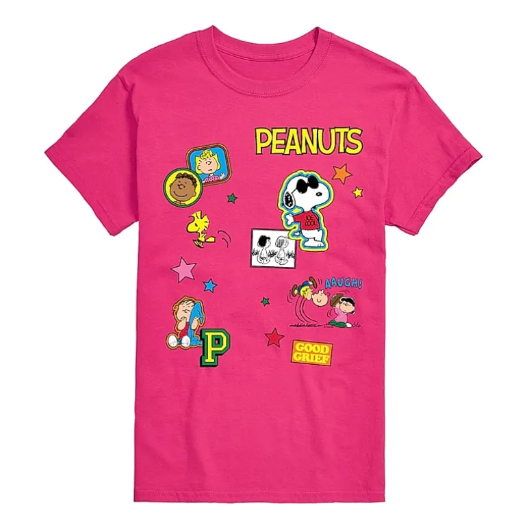 Womens Juniors Crew Neck Short Sleeve Regular Fit Peanuts Snoopy Graphic T-Shirt