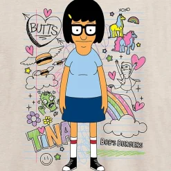 Womens Juniors Crew Neck Short Sleeve Oversized Bob's Burgers Graphic T-Shirt