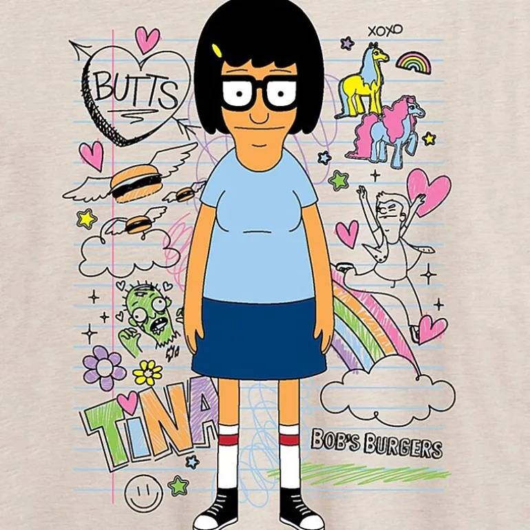 Womens Juniors Crew Neck Short Sleeve Oversized Bob's Burgers Graphic T-Shirt