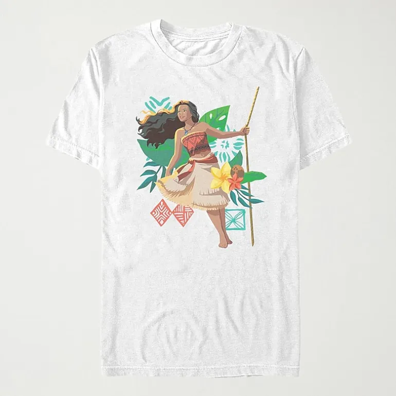 Womens Juniors Crew Neck Short Sleeve Regular Fit Moana Graphic T-Shirt