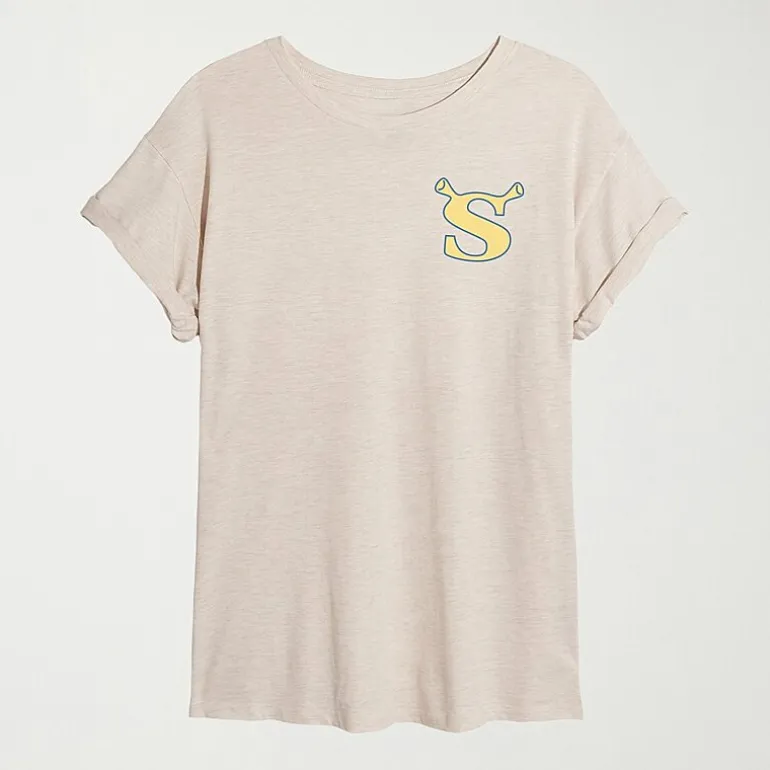 Womens Juniors Crew Neck Short Sleeve Oversized Shrek Graphic T-Shirt